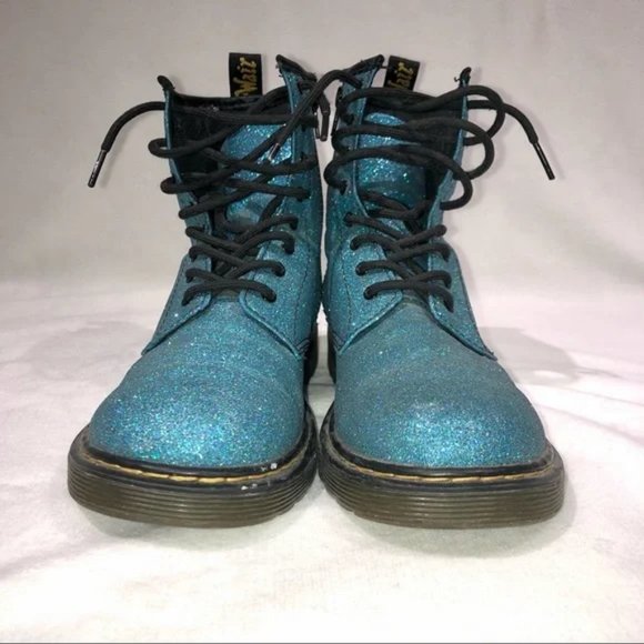 Dr. Martens 1460 Pascal Turquoise Fine Glitter Combat Boots - Picture 4 of 15
